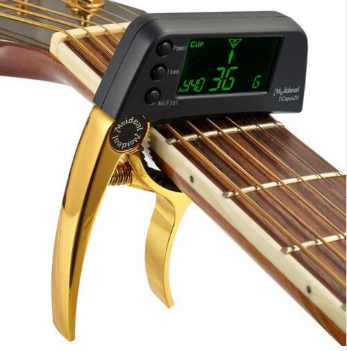 Guitar Capo Quick Change Key Guitar Capo Tuner for Electric Guitar Parts Bass Ukulele Chromatic Alloy: Gold