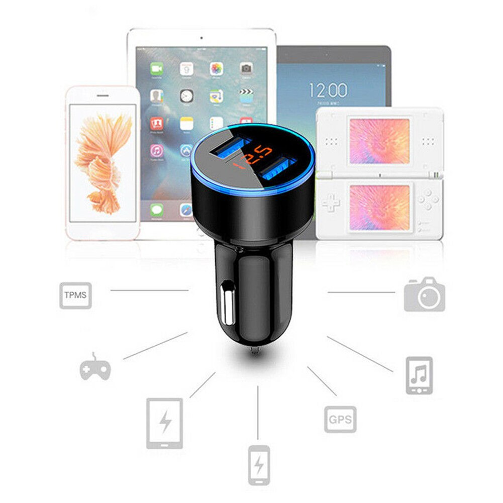 Portable Fast Cell Phone Charger Dual USB LED Digital Display Quick Charge 5V 3.1A Car Adapter Auto Charger Accessories