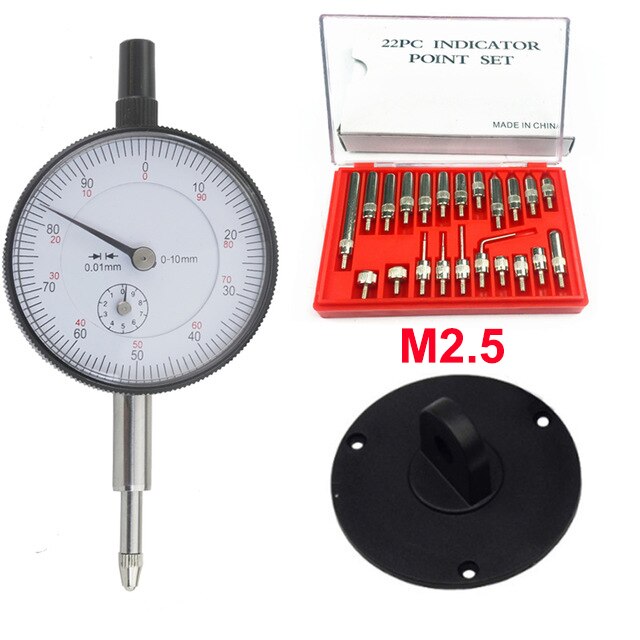 Messuhr 0-10mm 25mm 30mm Lug Zurück Test Gauge und 22 stücke Amboss Punkt Set gewinde M 2,5 4-48 gewinde Messung Werkzeug: LILA