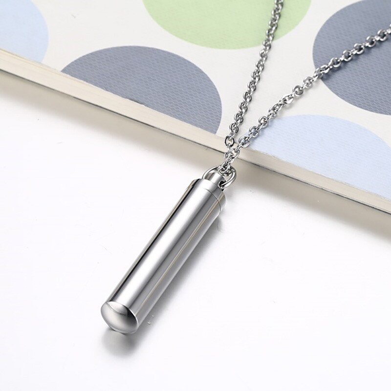 Men Woman Capsule Necklace Openable Cylindrical Pill Case Pendants Stainless Steel Remembrance Jewelry