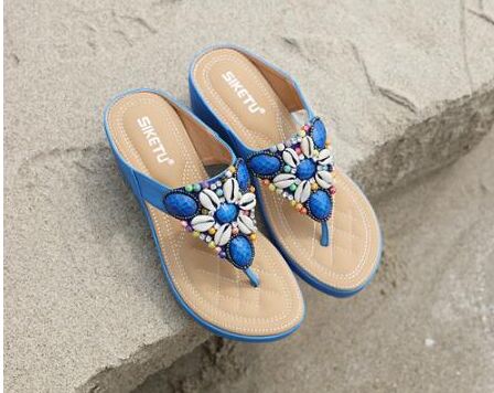 SIKETU brand beach seaside Bohemia Beaded slope and large Sandal
