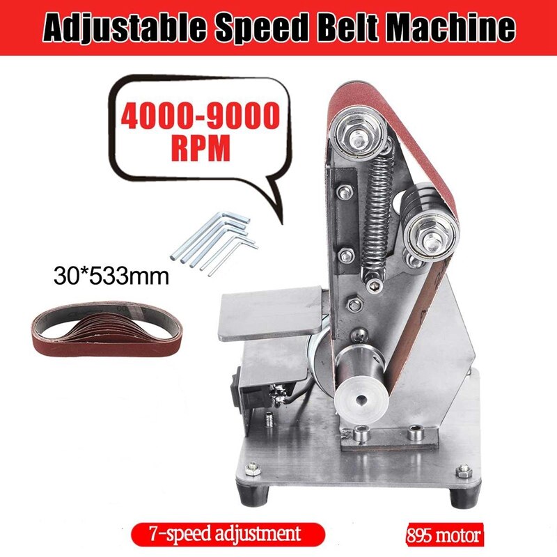 350w mini elektrisk båndmaskine slibemaskine slibe slibe polere maskine slibebånd slibemaskine gør det selv polering skærekanter