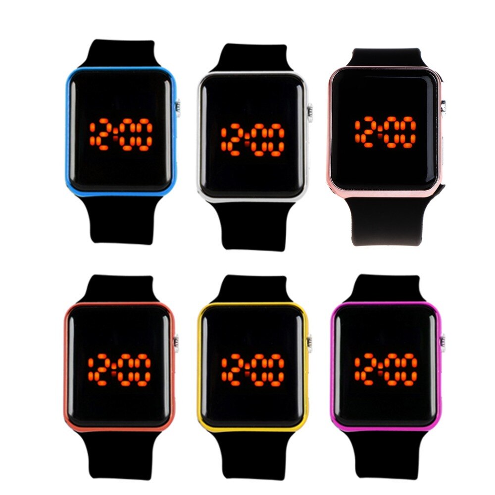JAVRICK Mannen Vrouwen Siliconen LED Sport Horloge Digital Armband Unisex Horloges Zwart