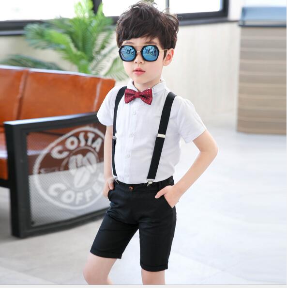 Traje de verano para niños, 2 uds., traje blanco y negro, traje Formal de boda, ropa informal, conjunto de chaqueta, traje Delgado