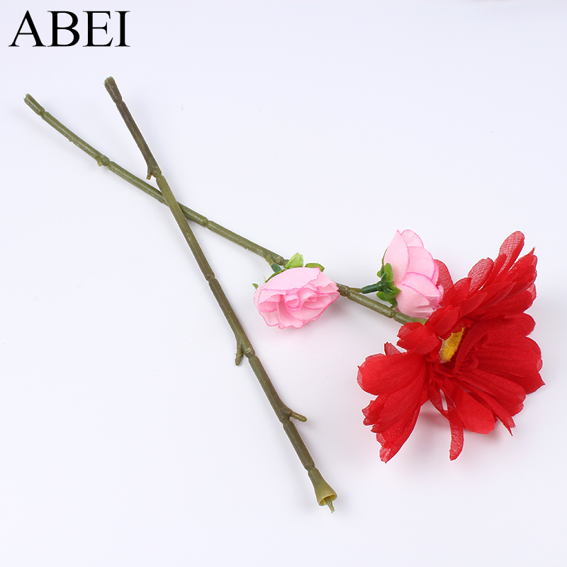 10 stk / lot kunstig plast blomst gren diy blomster arrangement grøn rose stilk til bryllup hjem dekoration