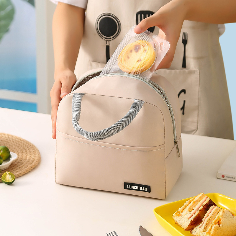 Solid Color Twill Bento Bag Portable Thermal Bag Thickened Student Lunch Box Bag Bento Bag Meal Bag