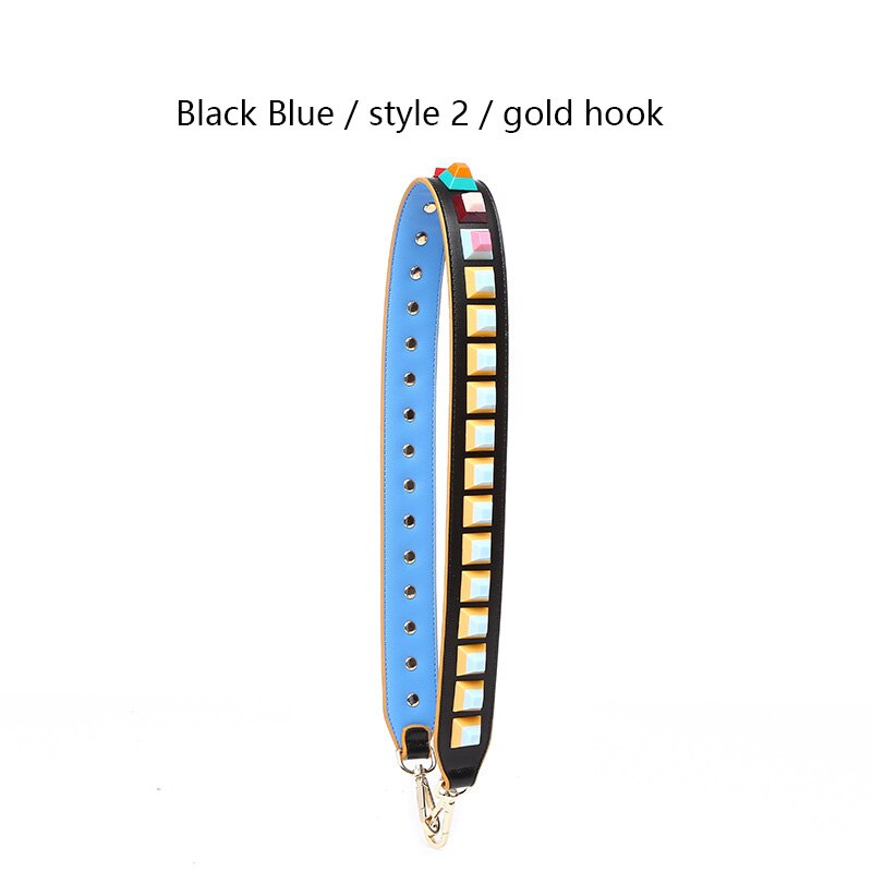 Vrouw Zak Bandjes Klinknagel Schouderbanden Breed Tas Band Botsen Kleur Joker Bloem Riem Crossbody Onderdelen Acessorios: Black Blue 2 Gold