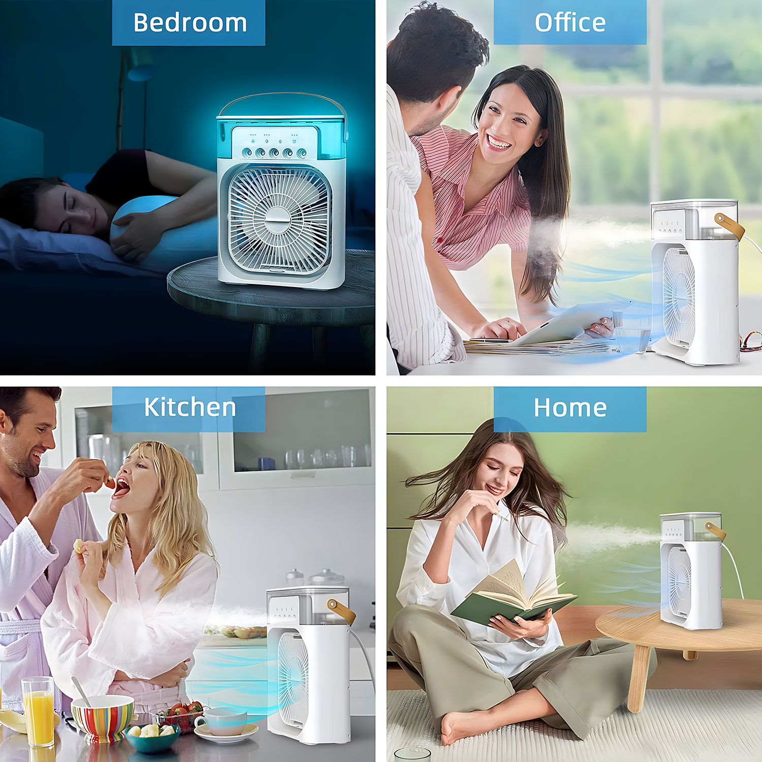 3 in 1 Lüfter Klimaanlage Haushalt kleiner Luftkühler LED Nachtlicht tragbarer Luftbe feuchter Luft einstell ventilator Büro Home Fan