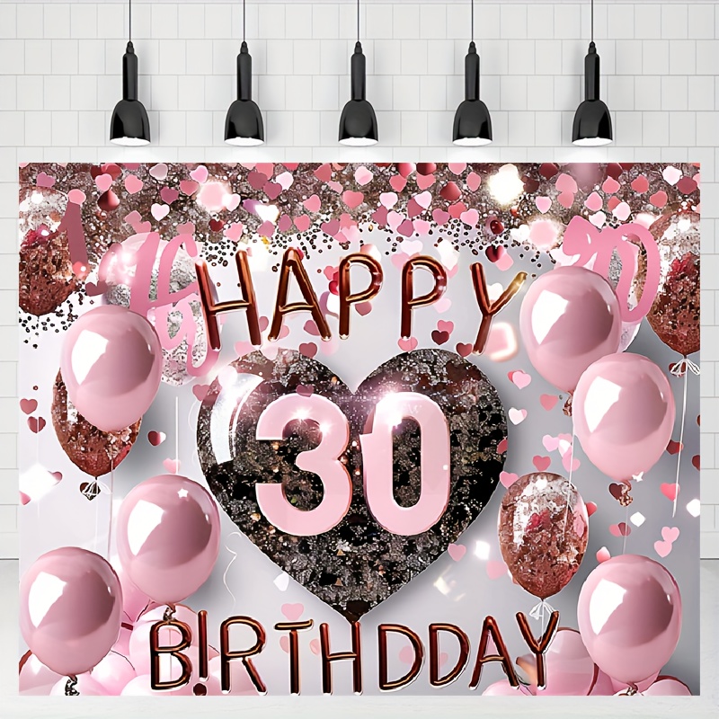 Happy 30th Birthday Banner Background Decoration Rose Gold 30 Year Old Female Crystal Background Photography Party