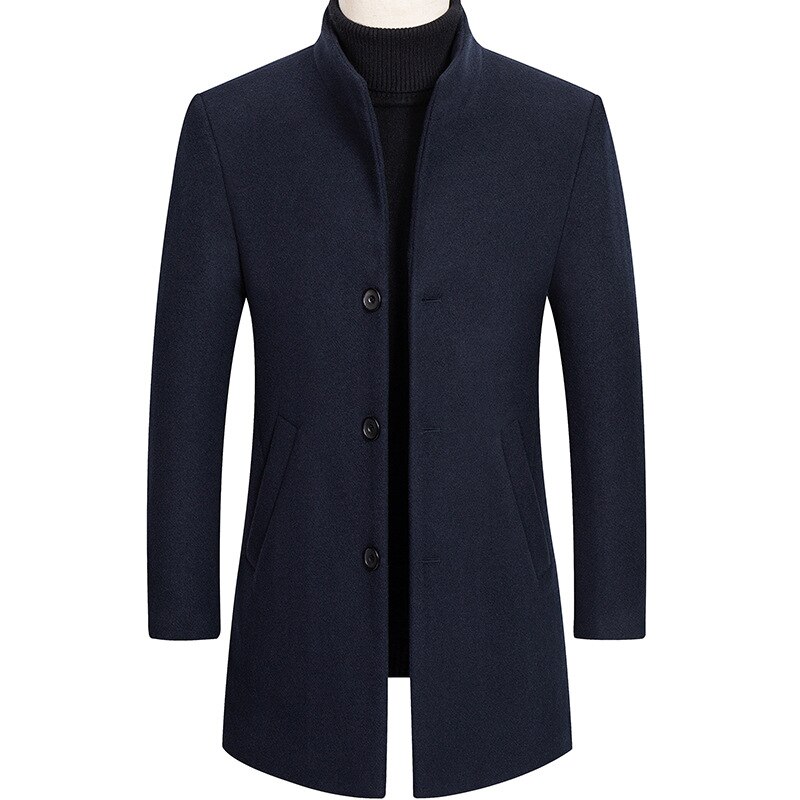 Bolubao merke ullfrakk herre ensfarget casual slim fit overfrakk vinter komfortabel ullblandinger kåper herre
