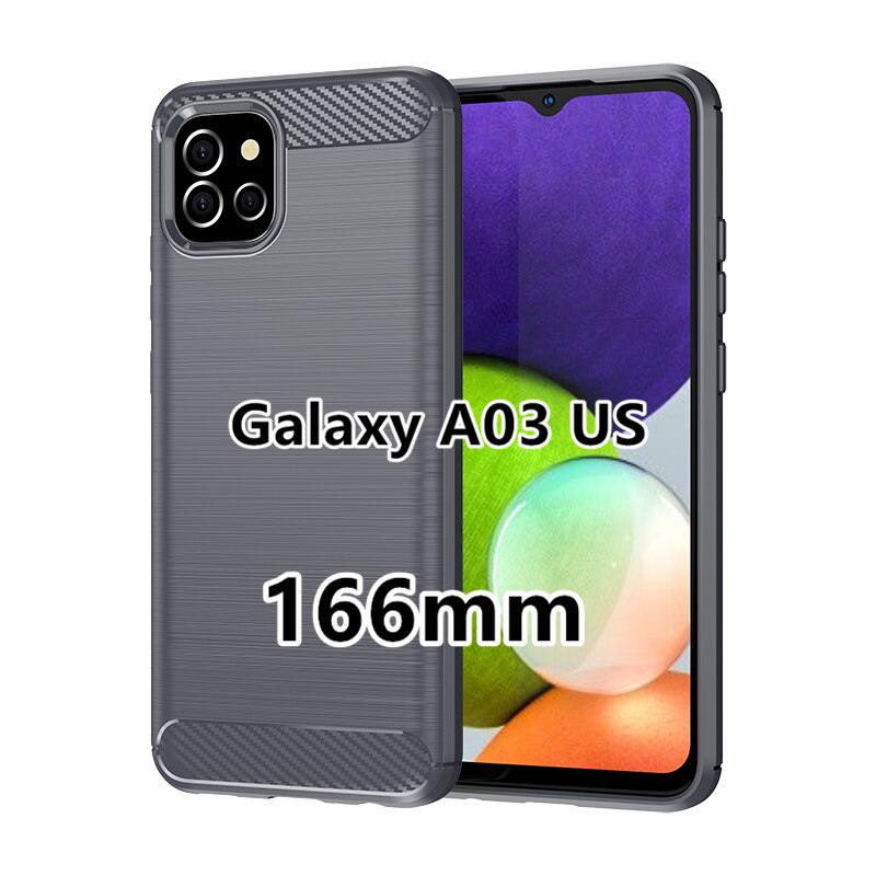 Voor Samsung Galaxy A03 Case Carbon Fiber Schokbestendig Siliconen Bumper Case Voor Samsung Galaxy A03 Cover Voor Samsung Galaxy A03: A03 US-Gray