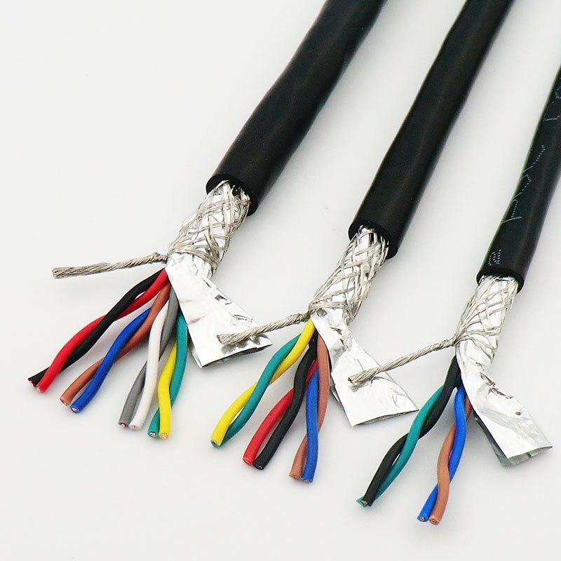 Shielded Wire Twisted Pair Cable 0.2mm² 4,6,8 core with Pure Oxygen Free Copper Double Shield 485 Signal Control Wire 24AWG