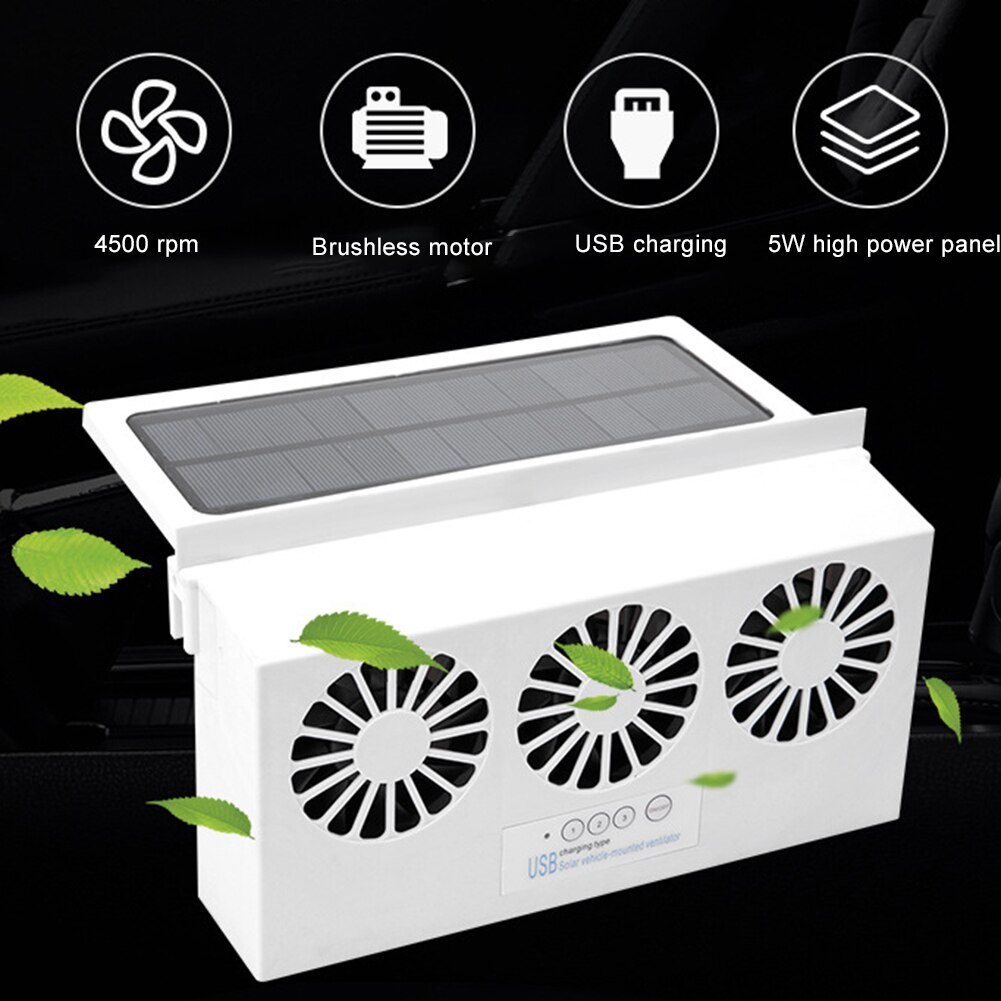Auto Car Window Solar Powered Air Vent Cool Ventilation USB Exhaust Fan Radiator Air Vent Cool Ventilation USB Exhaust Fan Radia