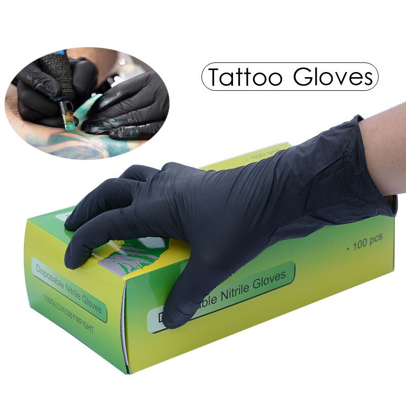 100 pièces/boîte gants de tatouage en Nitrile noir jetables réparation industrielle gants résistants à l'huile gants de manucure de coiffure durables