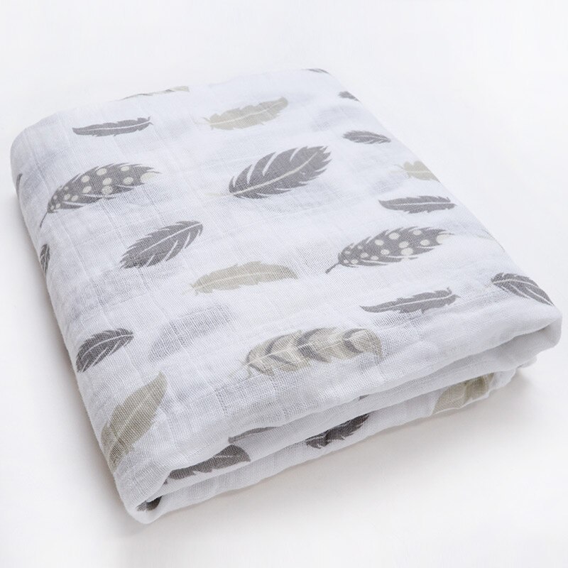Fashionable Cotton Baby Blankets Newborn muslin Baby Swaddle Wrap Soft Infantil Receiving Blanket baby bed Stroller Accessories: Feathers