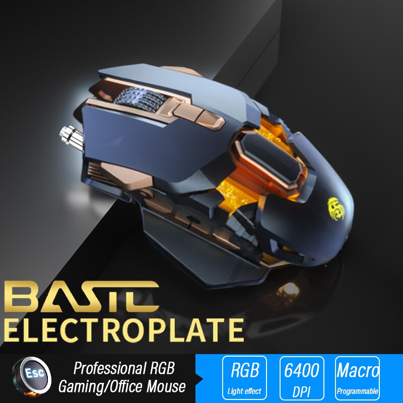 Ergonomische Gaming Muis Computer-Muizen Gamer Bedrade Laptop Usb-Kabel Optische Verstelbare Staart Muis Professionele Muis Gamer 6400dpi: 001