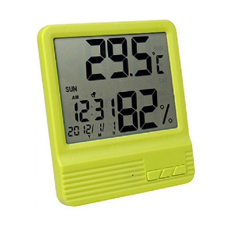 LCD Digital Alarm Clock Temperature Humidity Meter Indoor Outdoor Hygrometer Thermometer Memory Weather Station -1 -2: CX-301 Green