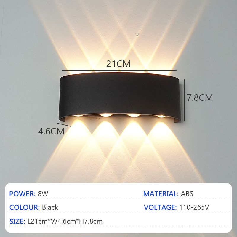 LED op en neer verlichte wandlamp waterdichte binnenwandlamp slaapkamer woonkamer gang binnen- en buitenverlichting: WHITE / 4W