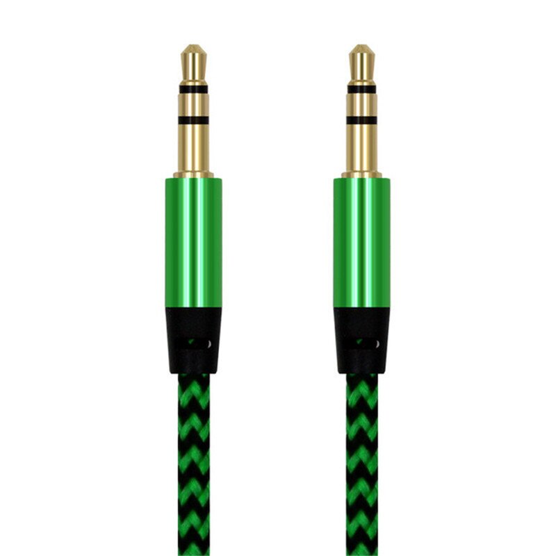 Aux Kabel Jack 3.5Mm Vergulde Stereo Audio Kabel Jack Audio Kabel Adapter Voor Auto Hoofdtelefoon Speaker Laptop draad Aux Cord: Green