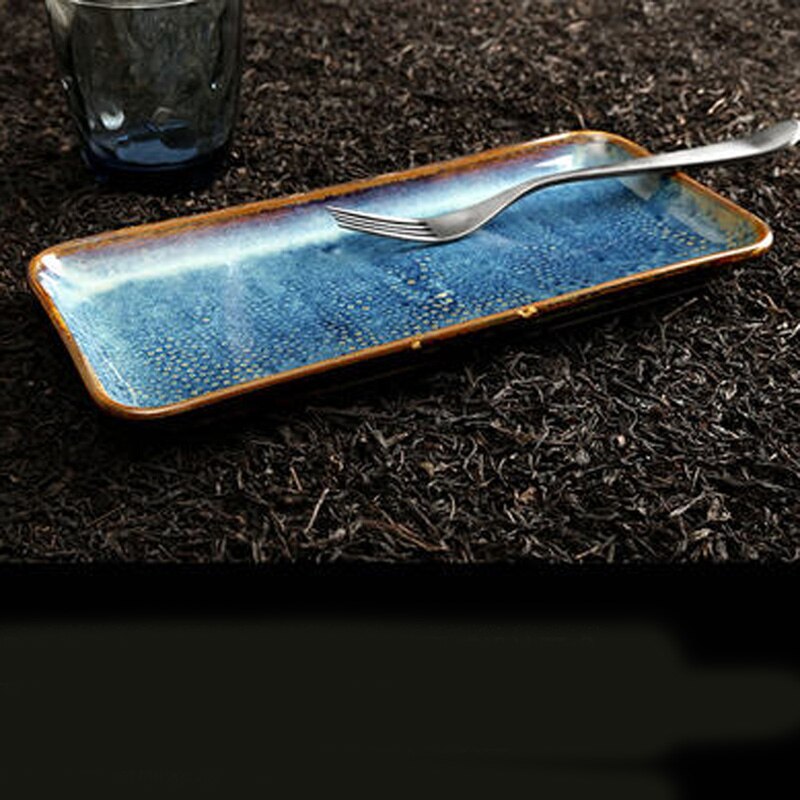 fish plate rectangular plate ceramic nordic dish plate household western tableware simple steamed fish plate