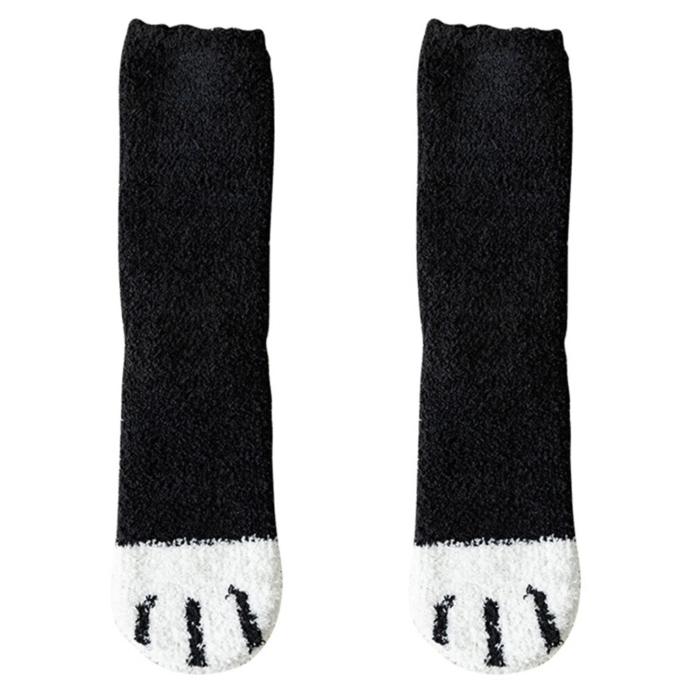 Women Plush Fleece Socks Cartoon Cat Claws Thickened Autumn Winter Warm Socks WHShopping: 3 Pair E