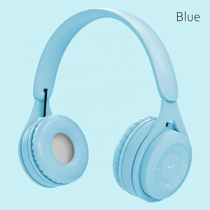Børnehovedtelefoner trådløse bluetooth-øretelefoner stereo foldbare hjelme gaming headset over-ear hovedtelefoner til android ios: Blå