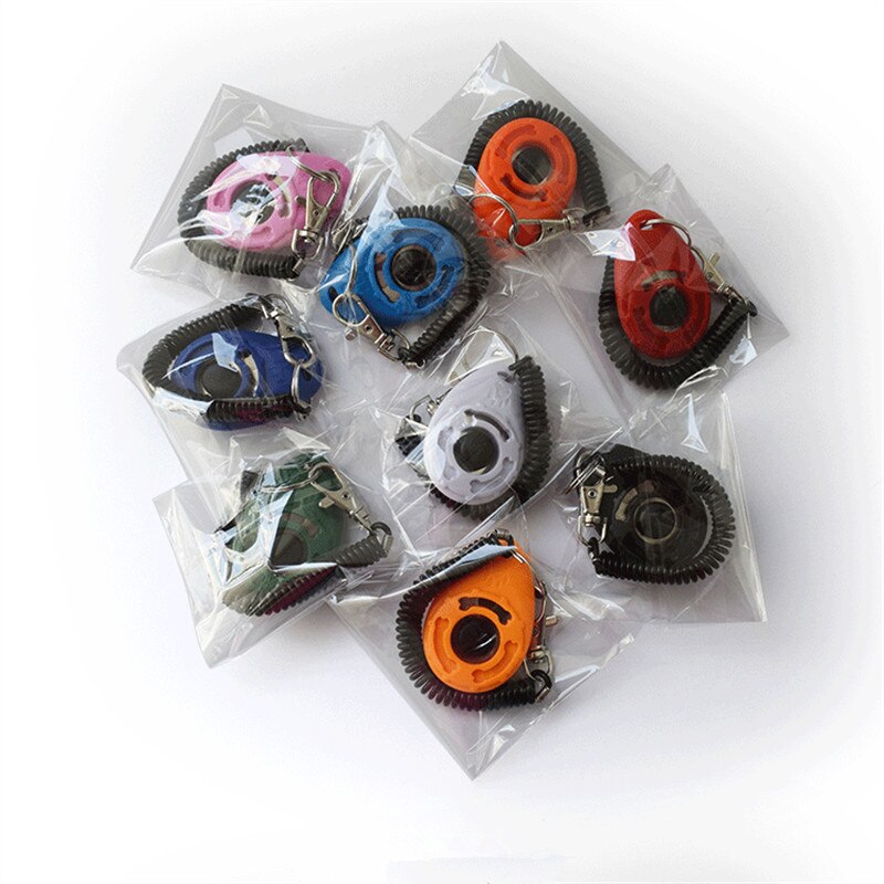 1pc Pet Cat Dog Training Clicker Plastic Dogs Click Trainer Adjustable Sound Key Chain and Wrist Strap Remote Dog Whistle