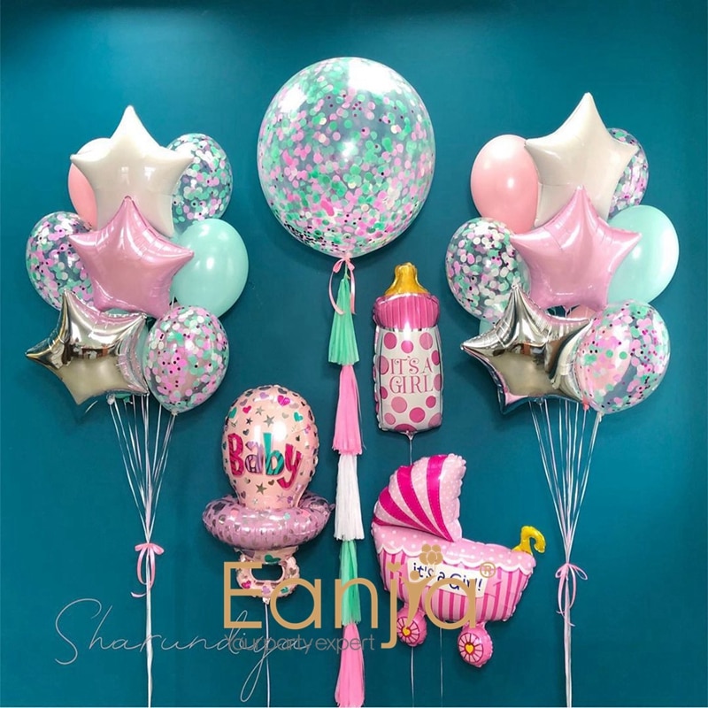 1Set Baby Shower Ballonnen Aluminiumfolie Helium Ballen Jongen Meisje Air Ballonnen Baby Verjaardagsfeestje Decoratie Benodigdheden