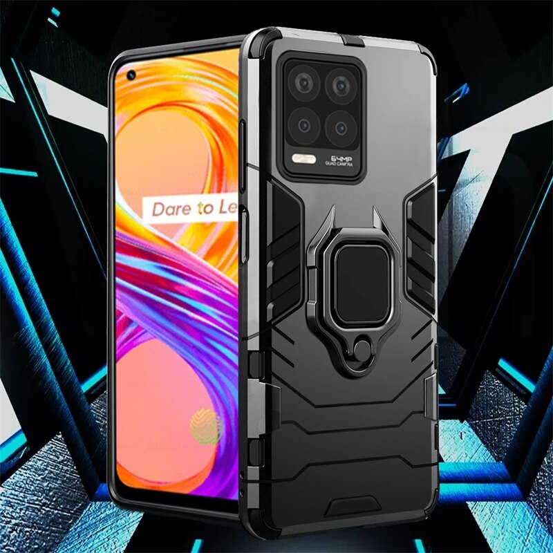 Pc Hard Armor Shockproof Bumper Coque Voor Realmi Realmy Relme Realme 8 Realme8 Pro Case Covers Magnetische Houder Beschermende Ring