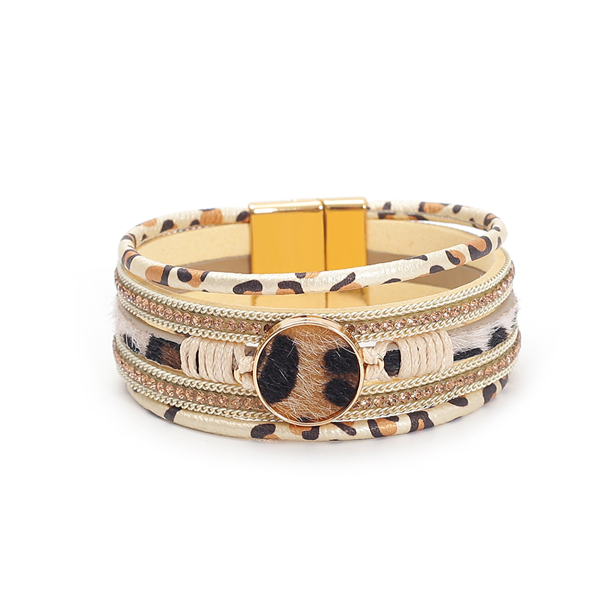 WYBU-Bracelets léopard à quatre Styles pour femmes, filles adolescentes, multicouche, large, Animal, imprimé guépard, Bracelet en cuir, bijoux: Rouge rouille