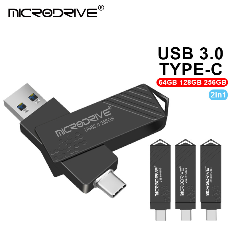 Type-C USB 3.0 High speed USB flash drive 2 IN 1 Pen Drive 256GB/128GB/64GB/ Multi-format Compatible U Disk