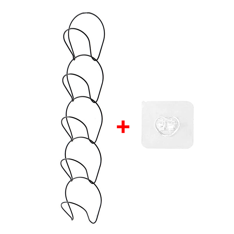 Porte-chapeau mural réglable à 5 anneaux, présentoir de rangement derrière les portes, porte-écharpe, crochets de sac, étagère de rangement pour la maison: Black sticky hook