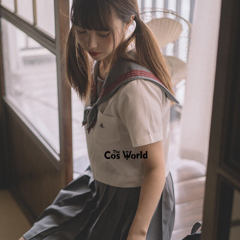[kawano] wit grijs zomer marineblauw matrozenpak tops rokken jk middelbare school uniform klas uniform studenten kleding