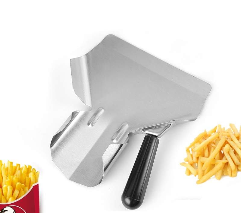 French Fries Shovel Chip Scoop Food Stainless Steel Kitchen Tools Fries Burger Packaging Tool Single Double Handles Grip