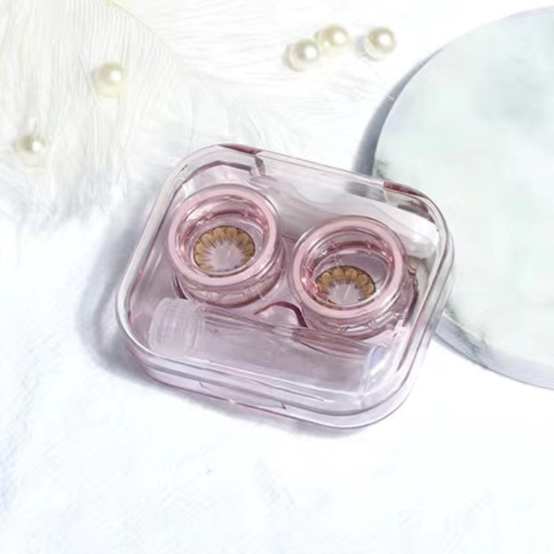 콘택트 Plastic Contact Lens Cases Simple Oval Transparen Portable Eye Contacts Lenses Holder Box Case with Tweezers Remover Tools: black
