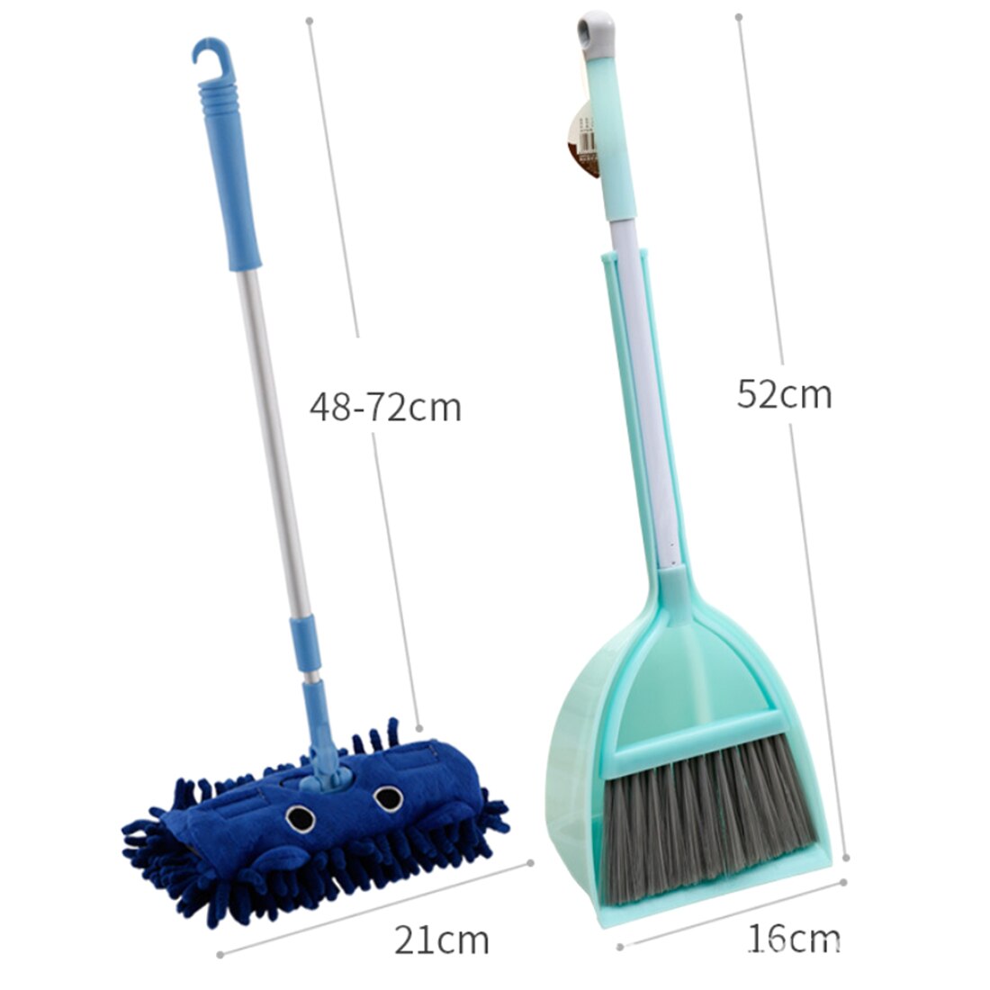 Bébé jouer ménage jouets Kits enfants ménage nettoyage outils Kit avec vadrouille balai pelle à poussière-vert menthe + bleu