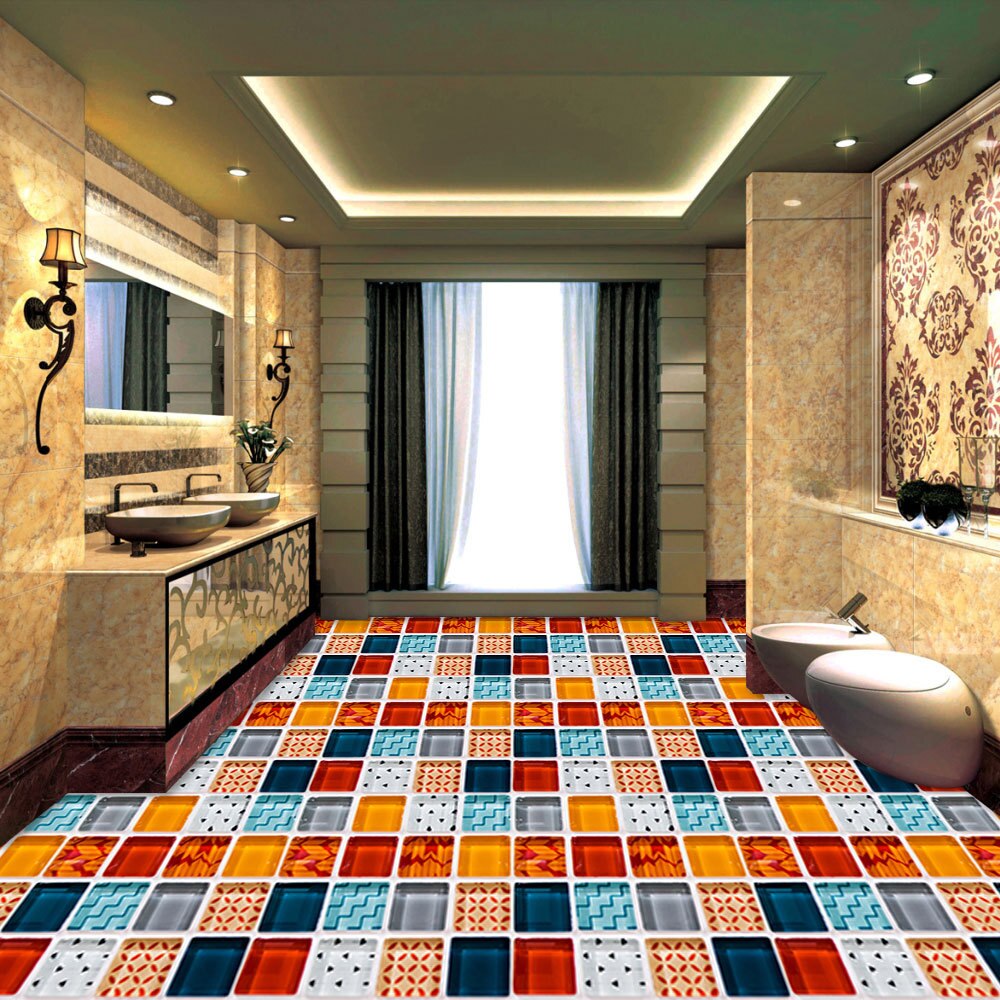 18Styles 20cm*20cm 6PCS/Set DIY Home Decor Kitchen Vinyl Self-sdhesive Wallpaper Backsplash Mosaic Tile Sticker Home Decoration