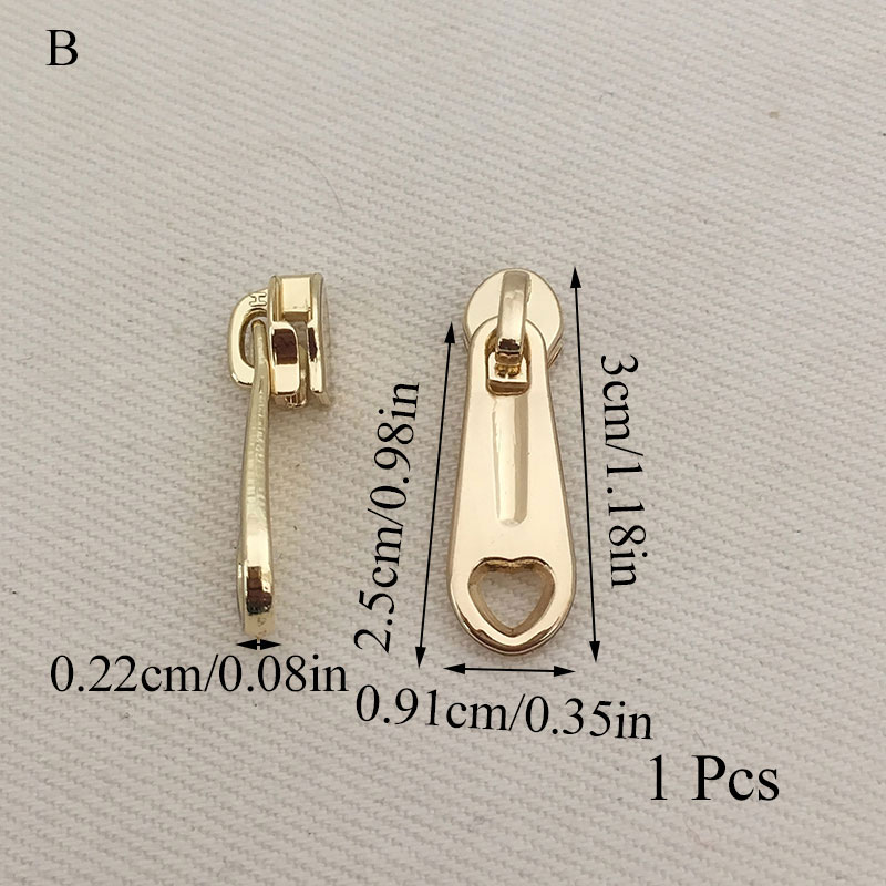 1Pcs 3# Gold Plated Fix Zip Puller/Zipper Pull Sliders Zip Head Zipper Repair Instant Removable For DIY Sewing Craft: Gold B