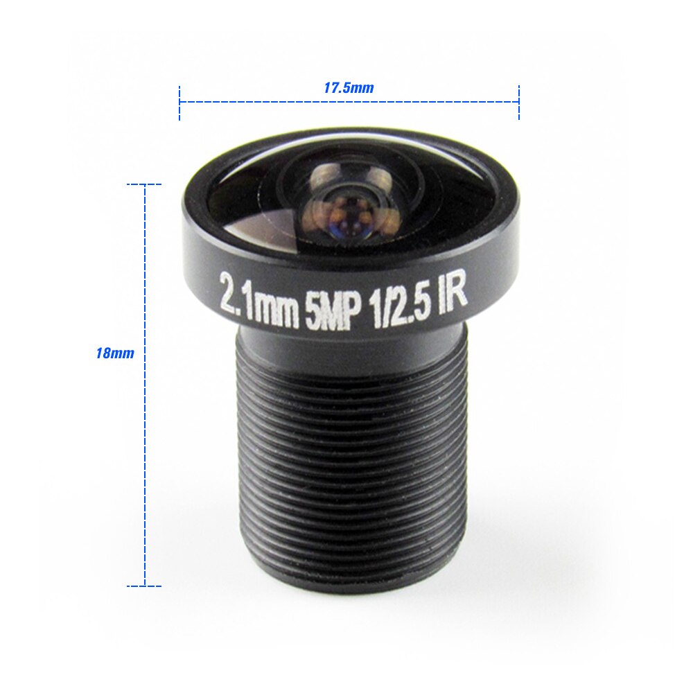2.1mm- lins fisheye cctv-objektiv 1/2.5 "  hd 5.0 megapixel för ip cctv-kameror  m12 -fäste 155 graders kompatibel vidvinkelpanorama