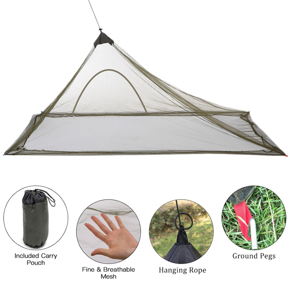 Summer Camping Triangle Tent Lightweight Anti-Mosquito Net Outdoor Mountaineering Fishing Single Bed Tent Portable Breathable