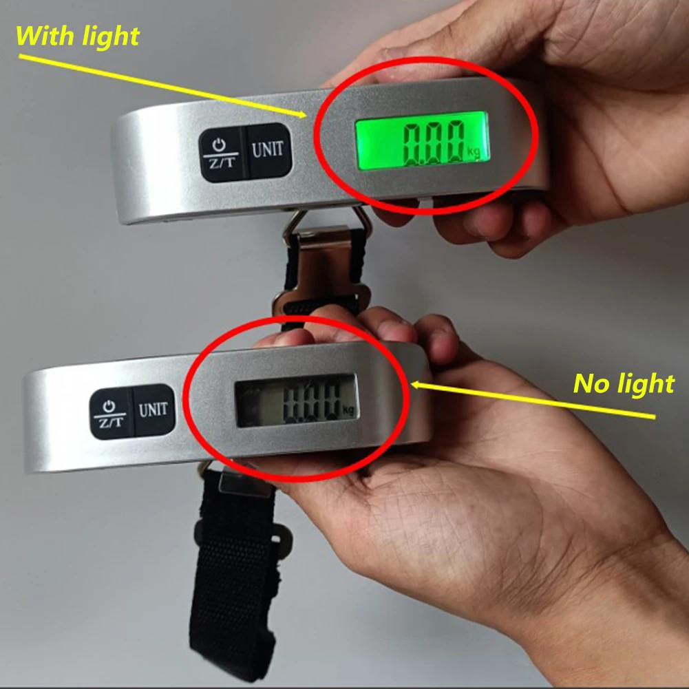 Báscula Digital de 50kg y 10g, balanza electrónica de bolsillo para equipaje, báscula colgante para maleta, báscula de viaje, bolsa de equipaje, herramienta de peso