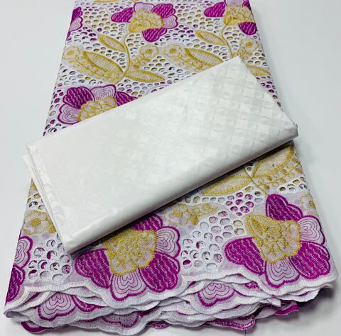 2.5 + 2.5 yards/ensemble africain Bazin Riche Brode tissu avec coton suisse dentelle tissu damassé guinée brocart dentelle tissu YA375