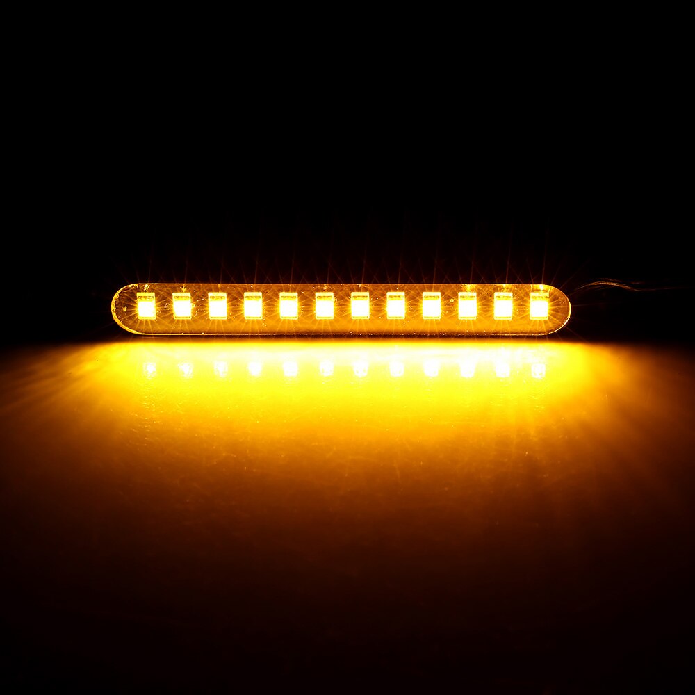 Universal sekventiell flödande 12 led mini strips motorcykel bil led blinkers blinkers blinker ljus gult ljus