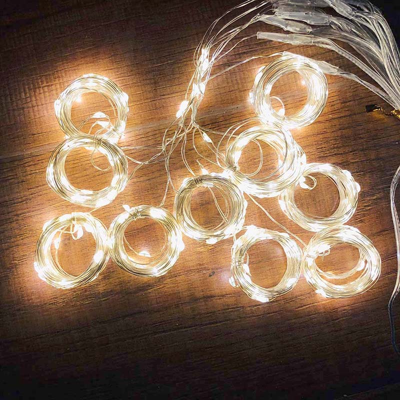 Festoon curtain garland for window with remote control Led fairy lights girls room bedroom Christmas year's eve decorations: warm white