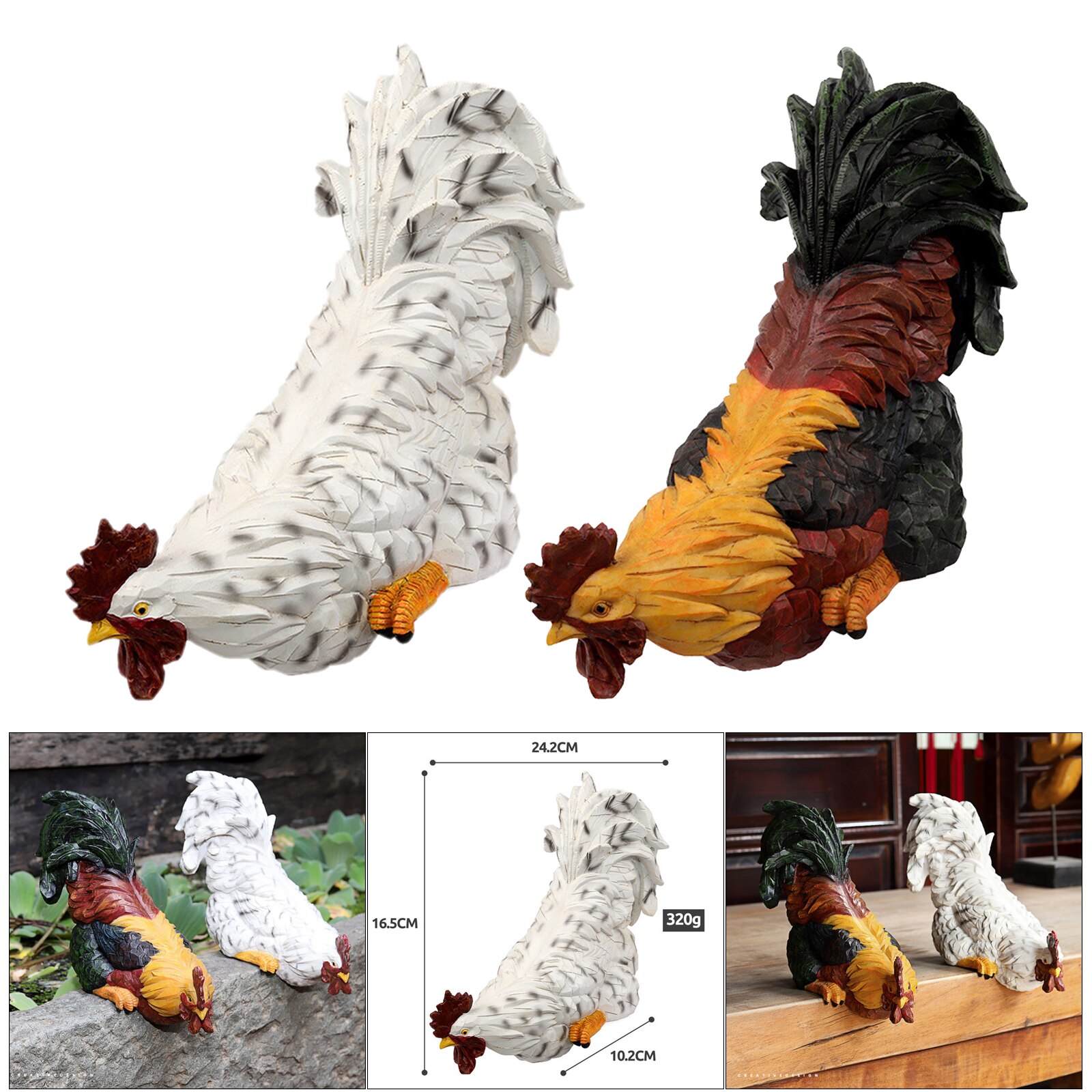 Garden Rooster Statue Hand-Painted Decorative Landscape Accessories