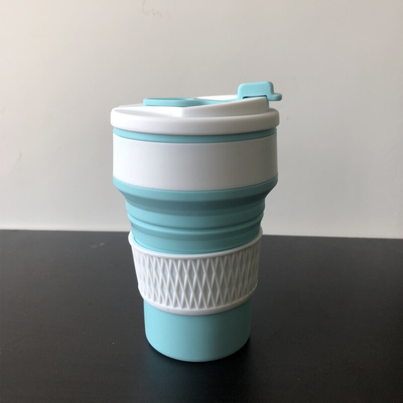 Opvouwbare beker, voedselveilige opvouwbare waterbeker, telescopisch opvouwbaar, reisbeker: Blauw