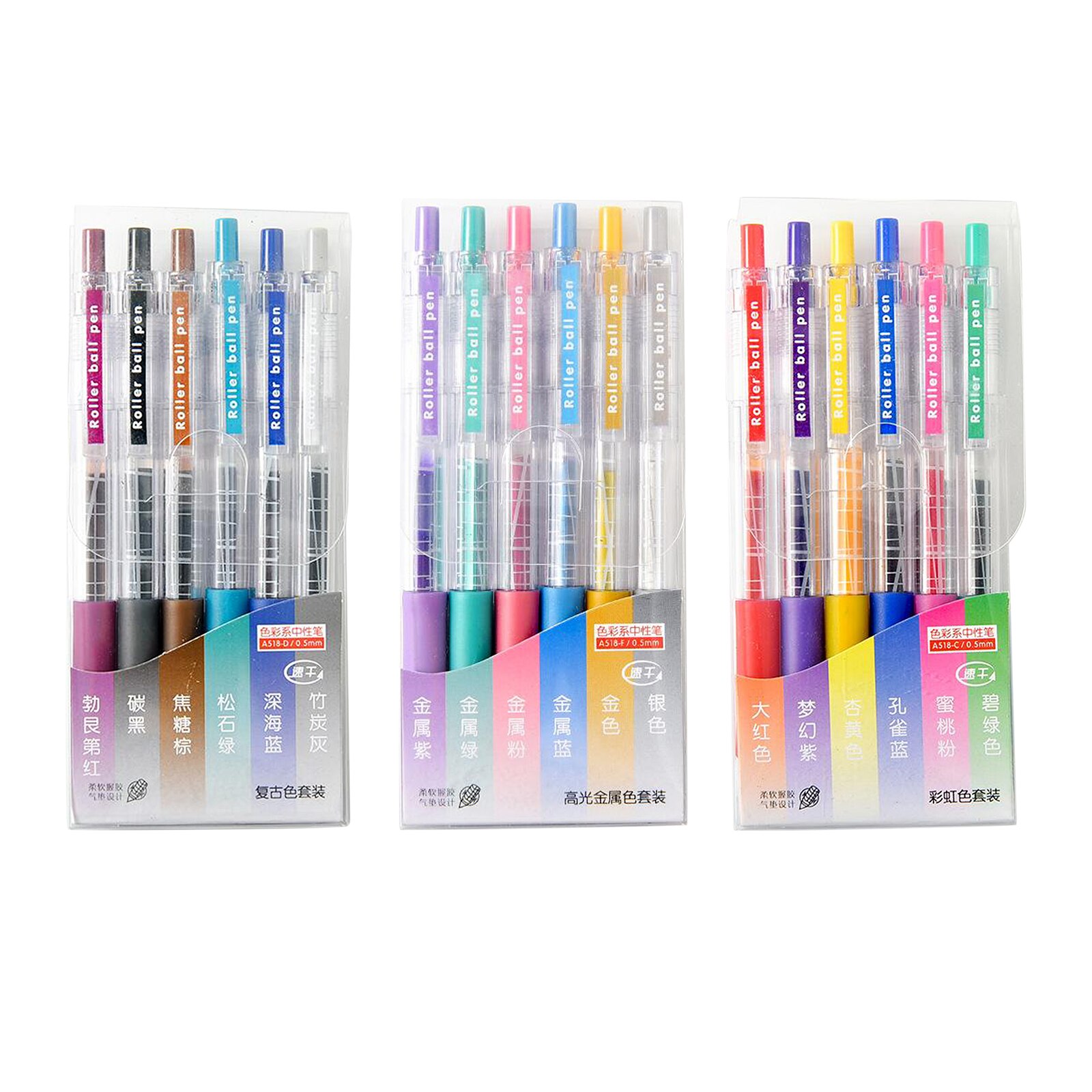 6PCS Gel Pens Set Refill for Adult Glitter Coloring Books Writing Drawing Art