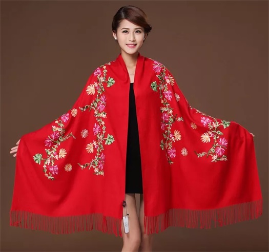Borduren Bloemen Sjaal Vrouwen Kasjmier Katoen Viscose Sjaals Soild Plain Borduur Sjaals Moslim Kwasten Hijaabs GP02: Rood