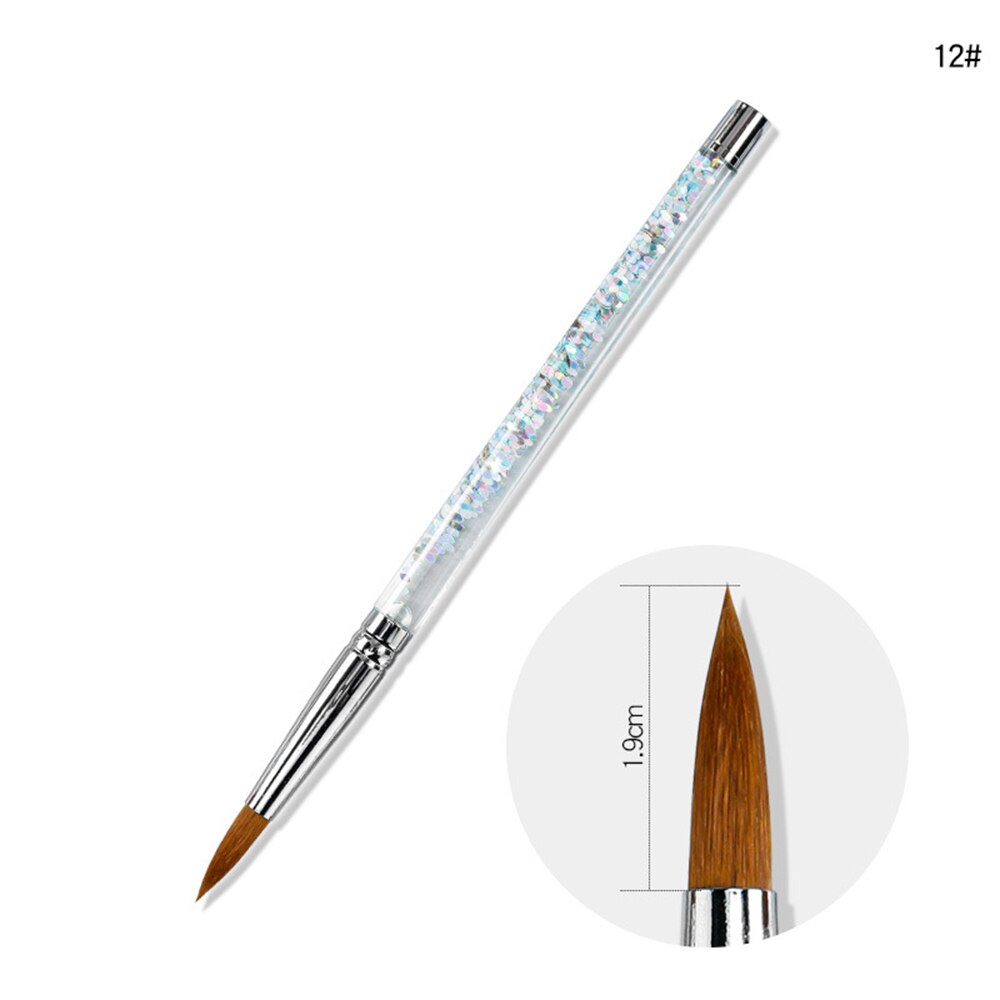 1PC Acrylic Nail Art Brush UV Gel Carving Pen Brush Liquid Powder DIY Nail Drawing Glitter Handle Round Oval Painting Brush: C-12