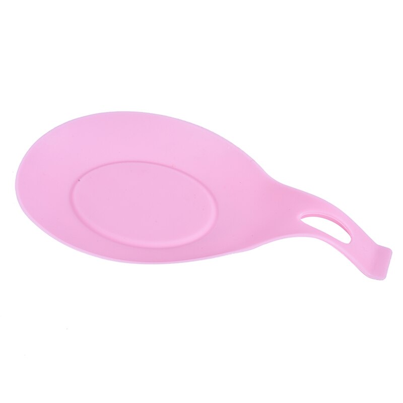 1pc dækkeservietter drikke glas coaster bakke ske pad spise måtte grydelapper silikone isolering ske hvile varmebestandig: Lyserød